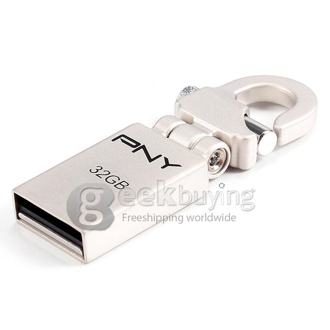 PNY Mini Hook 32G USB 2.0 Steel Flash Drive U Disk Memory Stick USB Drive - Silver