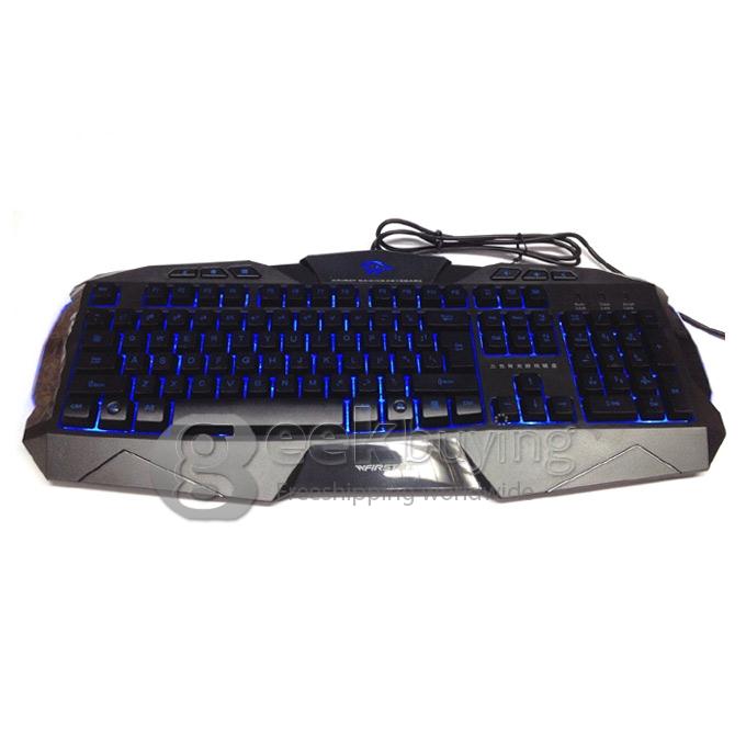WFIRST X7 USB Wired 104-Key Gaming Keyboard with 3 Color LED Backlight for Computer and Laptop - Black