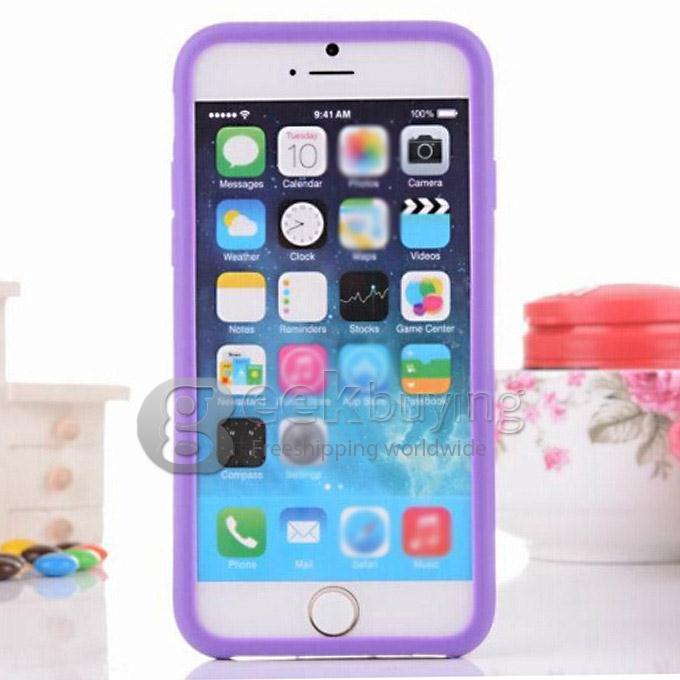 Cute Silicone 3D Rainbow Bean Smile Case Soft Cover Protective Skin for iPhone 6 Plus 5.5inch - Purple