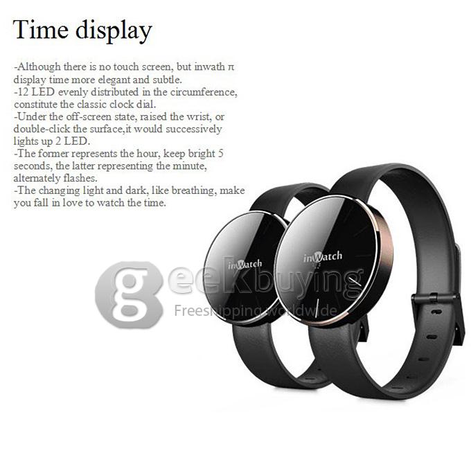 Waterproof inWatch Pi Bluetooth V4.0 Smart Watch Sapphire Glass Screen Support Calorie & Sports & Sleep Tracking - Black