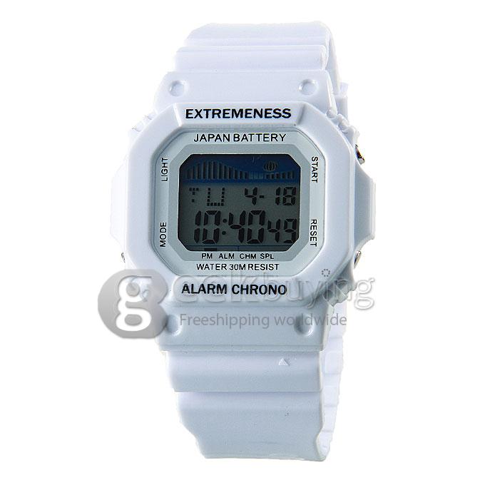 SKMEi 6918 Childern Fashion LED Water Resistant PU Strap Digital Quartz Sport Watch - White