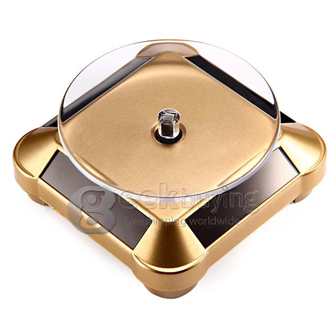 300g Solar Power Rotating Display Stand Turntable Rotary Plate Showcase for Jewellery Watch Mobile - Golden