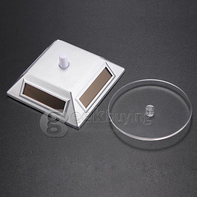 300g Load Solar Powered Rotation Turntable Jewelry Display Plate Desinger Rotary Jewelry Showcase Stand - Silver