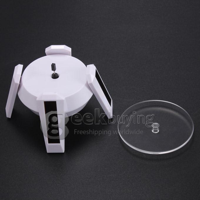 500g Load Spaceship Design Solar Energy Powered Turntable Rotary Display Plate Rotation Showcase Stand - White
