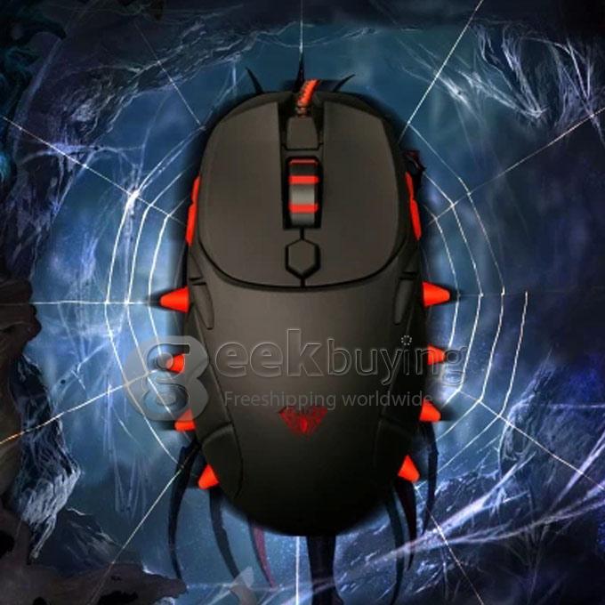 AULA Spider Queen 4000DPI 8D USB Wired Gaming Optical Mouse with LED Light Self Definition LOL Game Mouse 