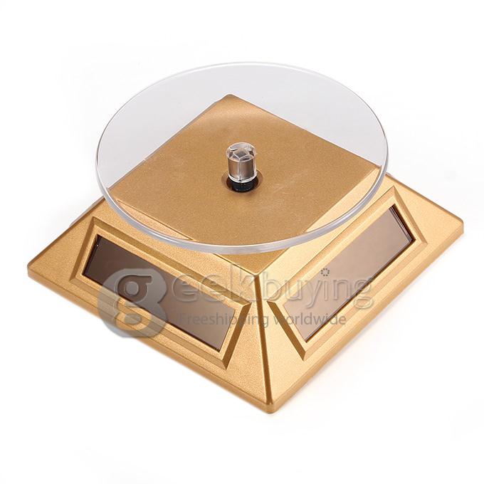 300g Solar Powered Rotation Turntable Jewelry Display Plate Desinger Rotary Jewelry Showcase Stand - Golden