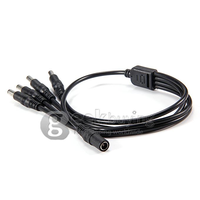 DC 1 to 4 Power Splitter Adapter Cable for Security CCTV Camera - Black