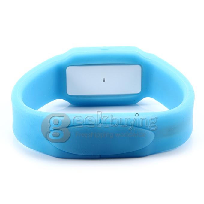 Unisex Cube LED Silicone Strap Digital Quartz Sport Wrist Watch + USB Flash Drive with TF Card Slot - Blue