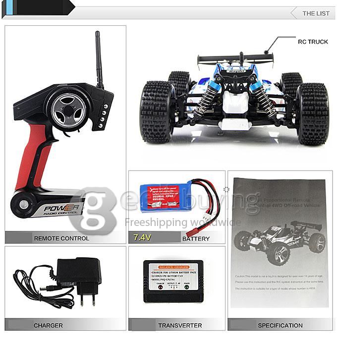 WLtoys A959 4CH Trucks High Speed Electric Remote Control Car Stunt Off-road Monster Truck Super Power Ready - Blue