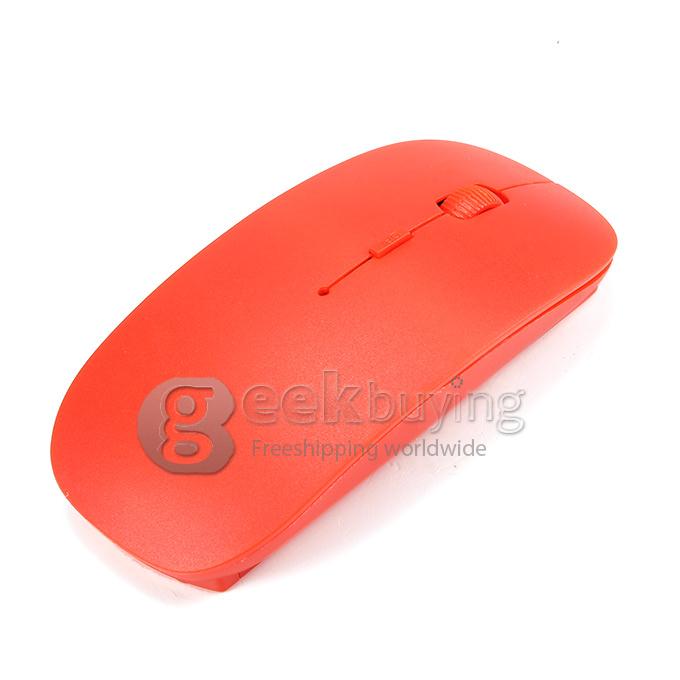 Ultra Slim Wireless USB 2.4GHz Optical Mouse Mice 800 / 1600 DPI Support Mac OS/Windows - Red