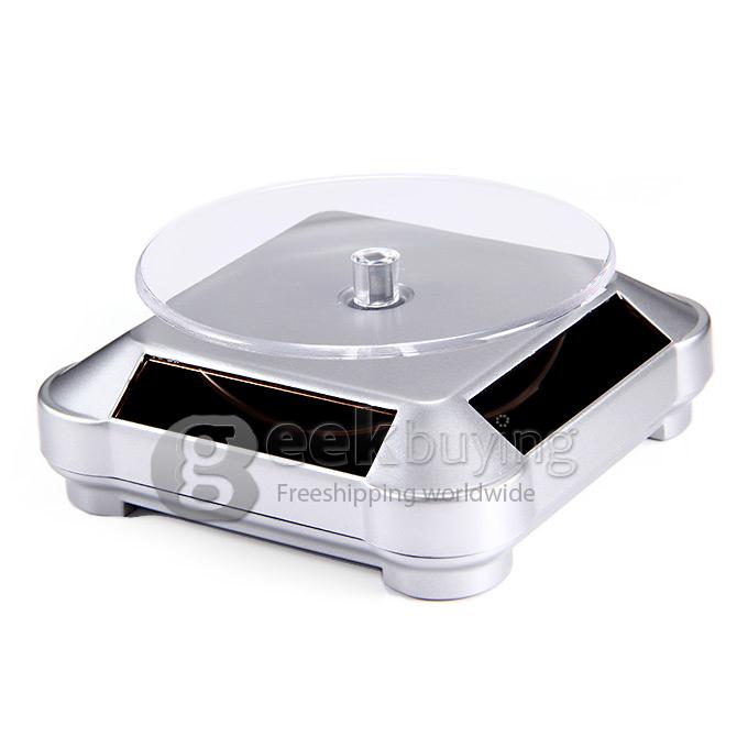 300g Load Solar Power Rotating Display Stand Turntable Rotary Plate Showcase for Jewellery Watch Mobile - Silver