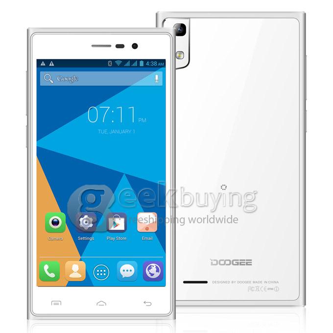 DOOGEE TURBO2 DG900 FHD 5.0Inch MTK6592 Octa Core 1.7GHz Smartphone Android 4.4 OS 2GB RAM 18.0MP Gorilla Glass 3-White with Silver Frame