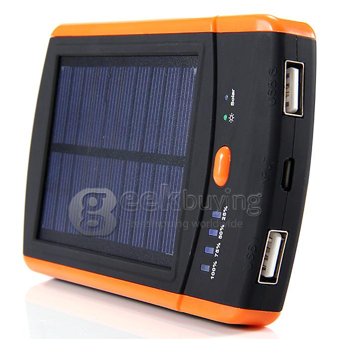 6000mAh Dual USB 5V/2.1A High Quality Power Bank Solar Battery Charger for Phone Tablet Camera Device - Orange