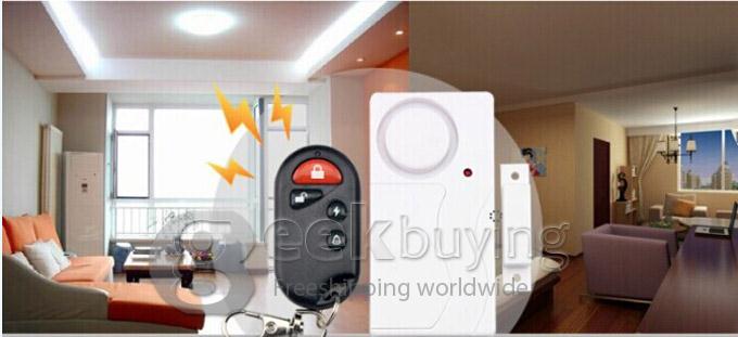 FK-9806B2 Home Security Wireless Remote Control Vibration Alarm for Door Window - White