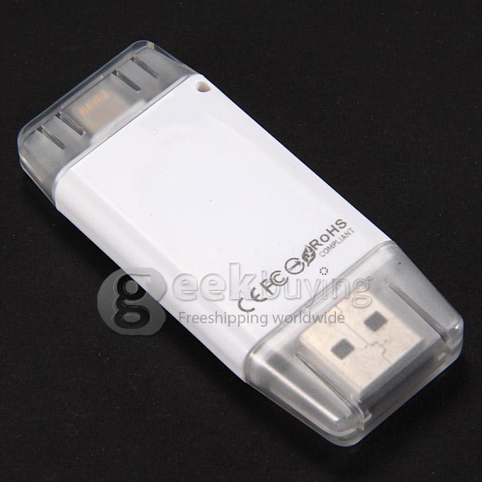 i-Flash HD Drive 16GB USB + 8-pin Port Flash Drive Memory Stick for iPad iPod iPhone5s iPhone6 - White