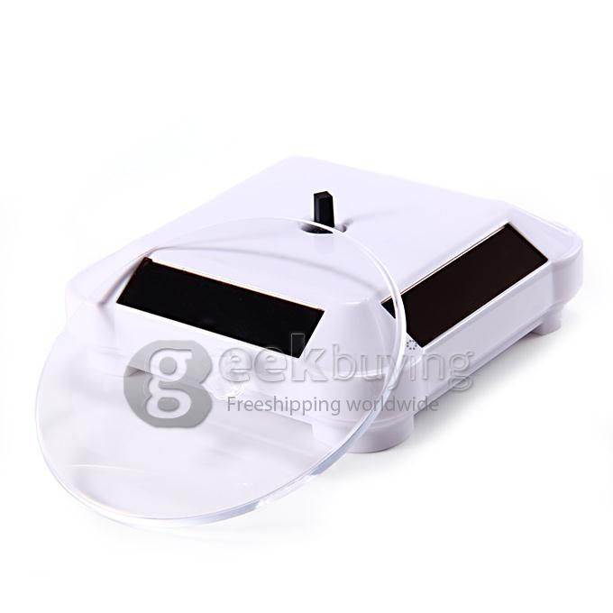 300g Solar Power Rotating Display Stand Turntable Rotary Plate Showcase for Jewellery Watch Mobile - White