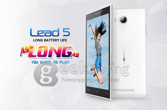 Leagoo Lead 5 MTK6582 Quad core 1.3GHz 5.0Inch Smartphone Android 4.4 1GB+8GB 8.0MP+3.2MP OGS IPS FWVGA 3G GPS - Black