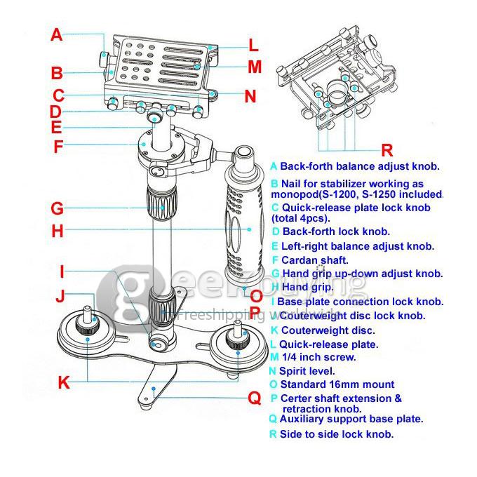 FOTGA S-450 Pro 4.5kg Load Handheld Steadicam Video Stabilizer for Digital Video Camera DSLR