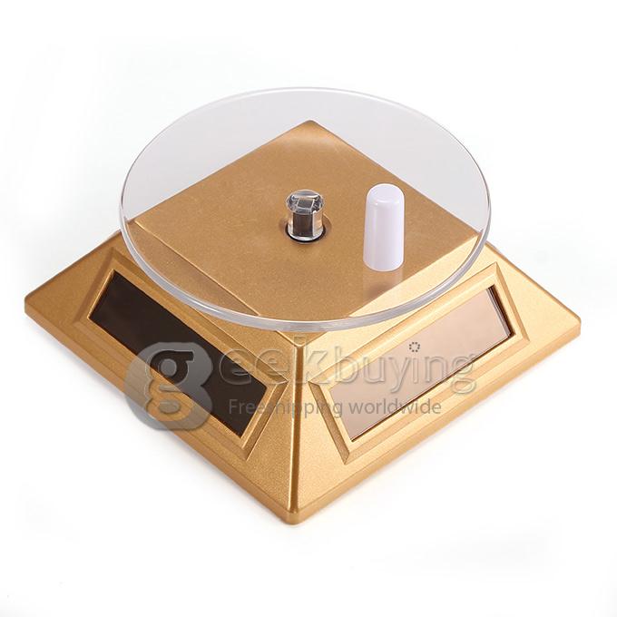 300g Solar Powered Rotation Turntable Jewelry Display Plate Desinger Rotary Jewelry Showcase Stand - Golden