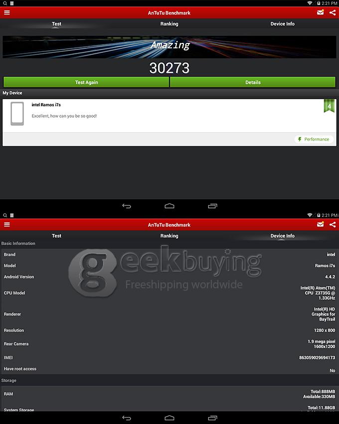 Ramos i7s 3G Intel Z3735G Quad Core 1.83GHz 7 Inch Tablet PC Android 4.4 OS 800*1280 IPS 1GB/16GB BT - Yellow
