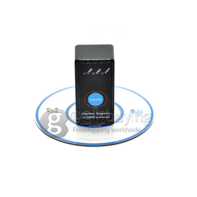 Super Mini Bluetooth ELM327 OBD2 Diagnostic Scanner with Power Switch Work on Android Symbian Windows - Black