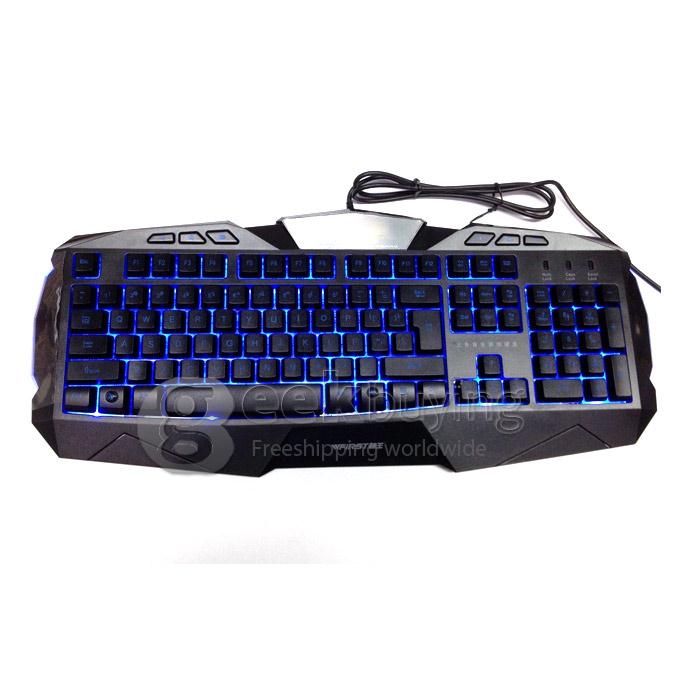 WFIRST X7 USB Wired 104-Key Gaming Keyboard with 3 Color LED Backlight for Computer and Laptop - Black