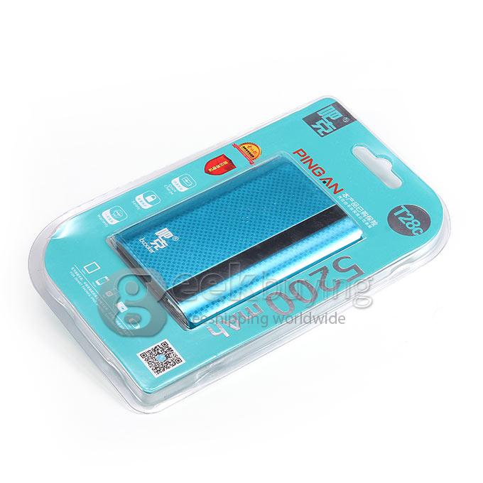 Buccker T28C 5200mAh Power Bank External Battery Mobile Power for Smart Phones iPad iPhone 6 Plus Sumsung HTC - Blue