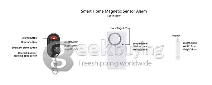 FK-9806B2 Home Security Wireless Remote Control Vibration Alarm for Door Window - White