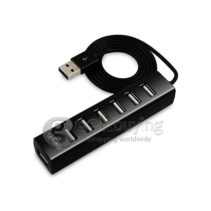 UNITEK Y-2160 USB 2.0 7-Port Splitter Hub Adapter with Power Outlet for PC TV Box Notebook - Black