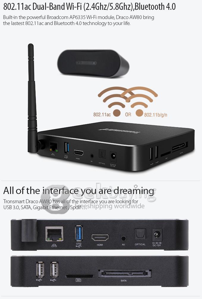 Bundle Tronsmart Draco AW80 Meta Allwinner A80 Octa Core Android 4.4 TV Box + Tronsmart TSM01 English Version Air Mouse