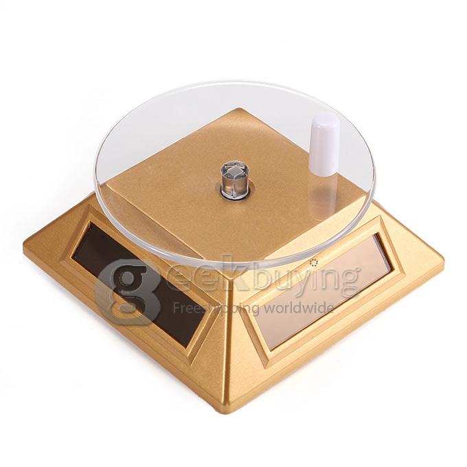 300g Solar Powered Rotation Turntable Jewelry Display Plate Desinger Rotary Jewelry Showcase Stand - Golden