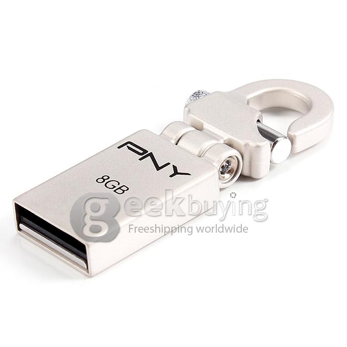 PNY Mini Hook 8G USB 2.0 Steel Flash Drive U Disk Memory Stick USB Drive - Silver