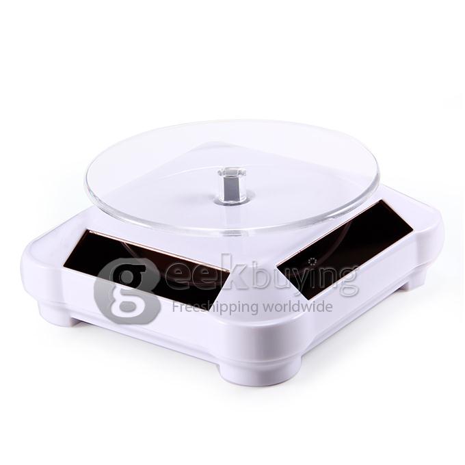 300g Solar Power Rotating Display Stand Turntable Rotary Plate Showcase for Jewellery Watch Mobile - White