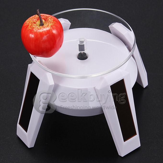 500g Load Spaceship Design Solar Energy Powered Turntable Rotary Display Plate Rotation Showcase Stand - White