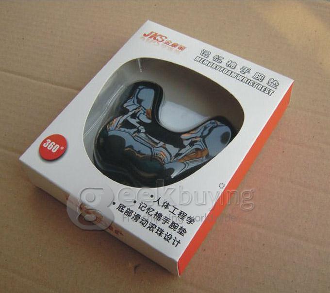 JKS U-Shape ABS Memory Foam Mouse Pad Mice Mat with Steel Beads - Black
