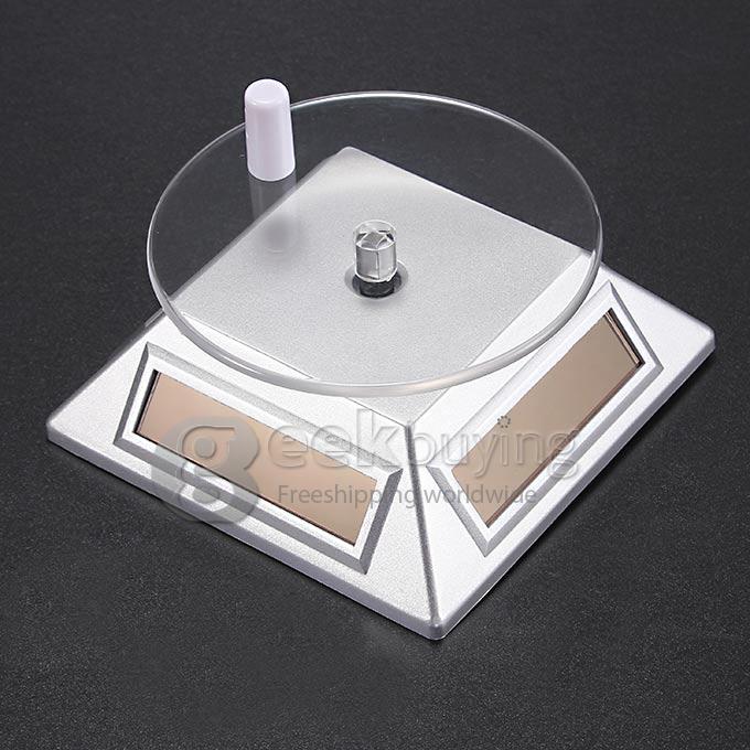300g Load Solar Powered Rotation Turntable Jewelry Display Plate Desinger Rotary Jewelry Showcase Stand - Silver