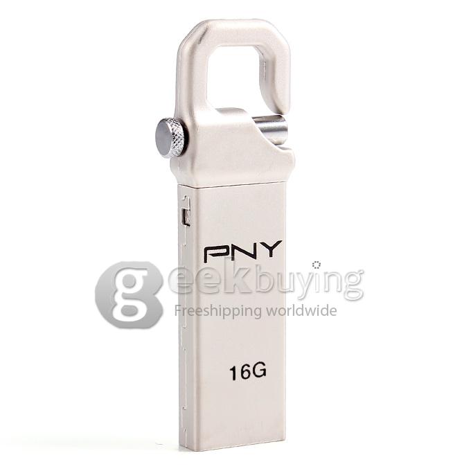 PNY Hook 16GB USB 2.0 Steel Flash Drive U Disk Memory Stick USB Drive - Silver