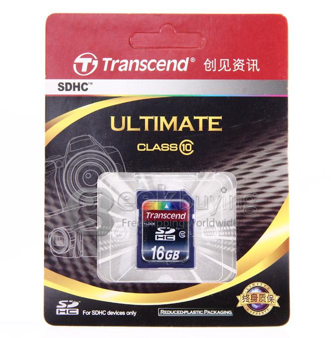 Transcend Class 10 16GB SDHC Secure Digital Memory Storage Card for Camera DVR GPS Video Recorder