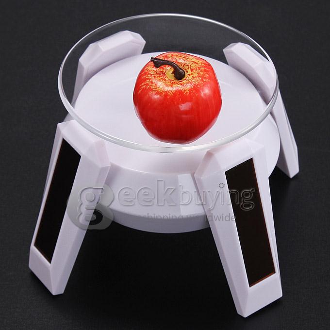 500g Load Spaceship Design Solar Energy Powered Turntable Rotary Display Plate Rotation Showcase Stand - White