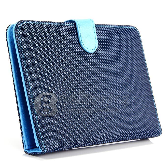 Universal Micro USB Keyboard Leather Case for 7 Inch Tablet PC - Blue