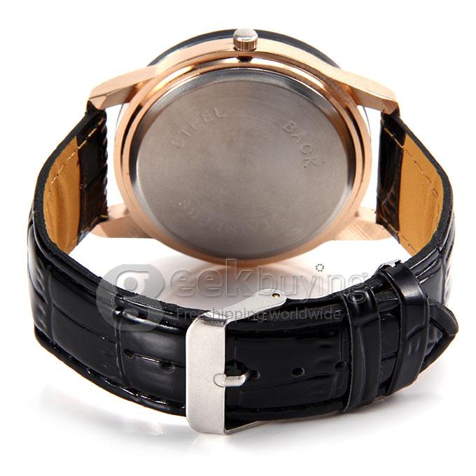 Dalas 6268 Women's Roman Numerals Crocodile Pattern Leather Strap Analog Quartz Wrist Watch - Black
