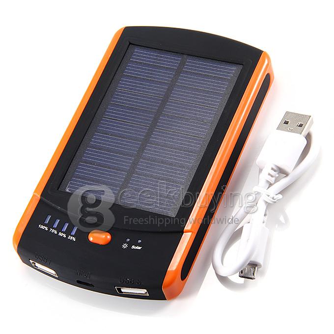 6000mAh Dual USB 5V/2.1A High Quality Power Bank Solar Battery Charger for Phone Tablet Camera Device - Orange