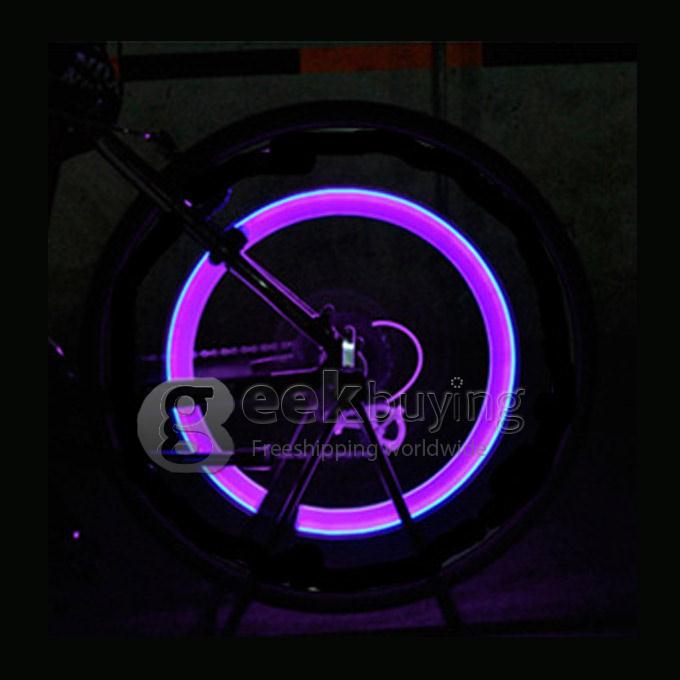 Bicycle Valve Glo-Sticks Type Cap Light Wind-Fire Rings Lamp Battery Included for Woods Valve & Schrader Valve - Red