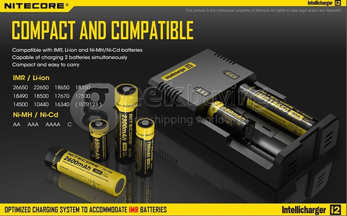 Nitecore D4 Digicharger LCD Display Universal Battery Charger Intelligent Circuitry - Black