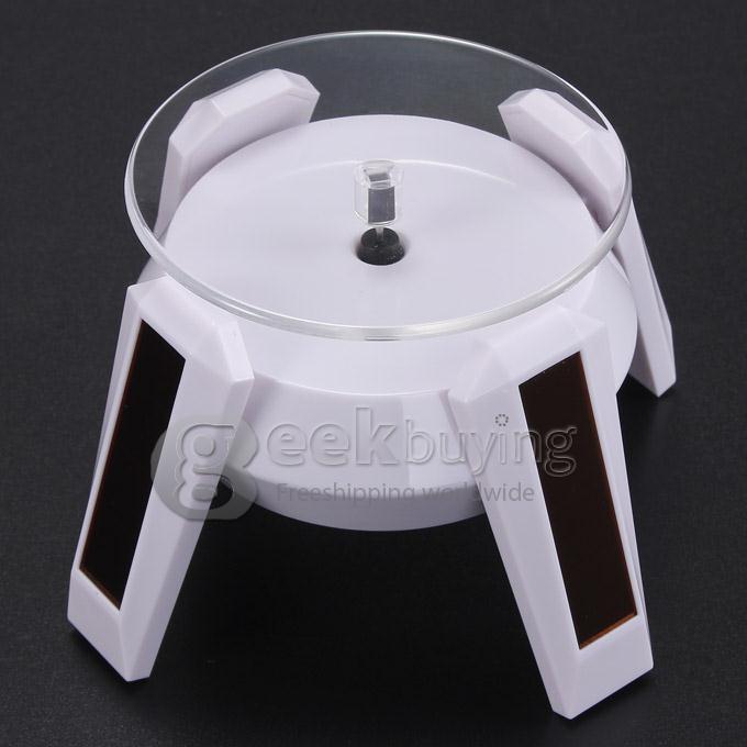 500g Load Spaceship Design Solar Energy Powered Turntable Rotary Display Plate Rotation Showcase Stand - White