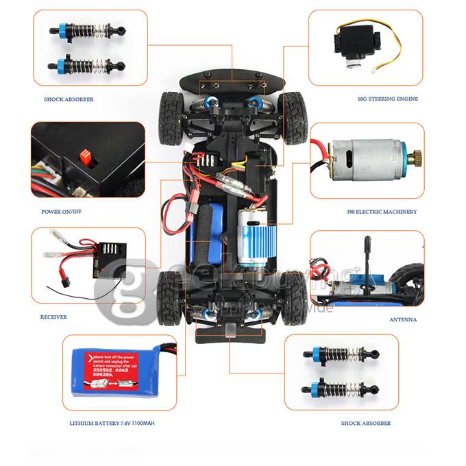 Wltoys A949 1:18 Scale 4WD High Speed Electric Rally Car Stunt Off-road RC Car with 2.4Ghz Transmitter - Blue