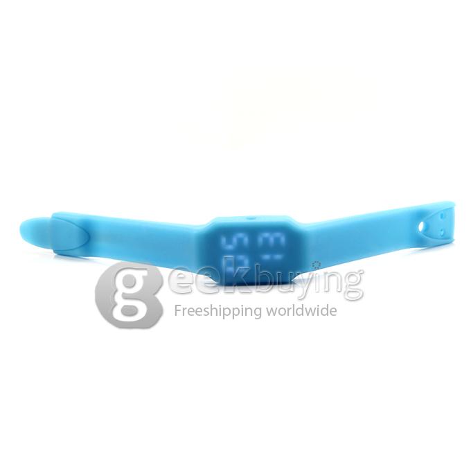 Unisex Cube LED Silicone Strap Digital Quartz Sport Wrist Watch + USB Flash Drive with TF Card Slot - Blue