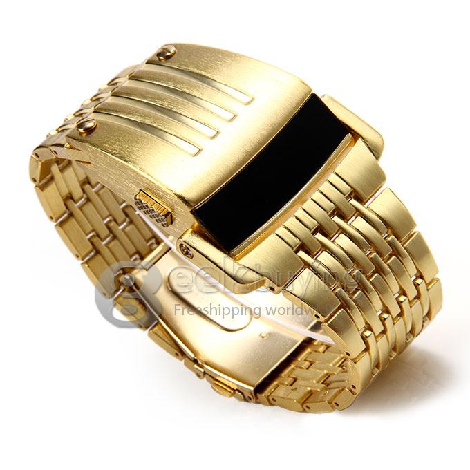 Fashion Iron Man Digital LED Steel Band Digital Quartz Wrist Watch for Man