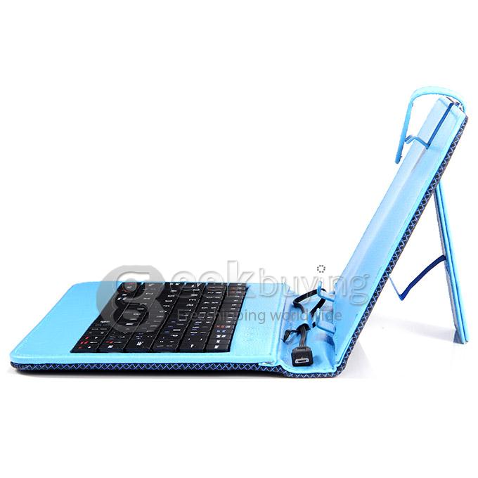 Universal Micro USB Keyboard Leather Case for 7 Inch Tablet PC - Blue