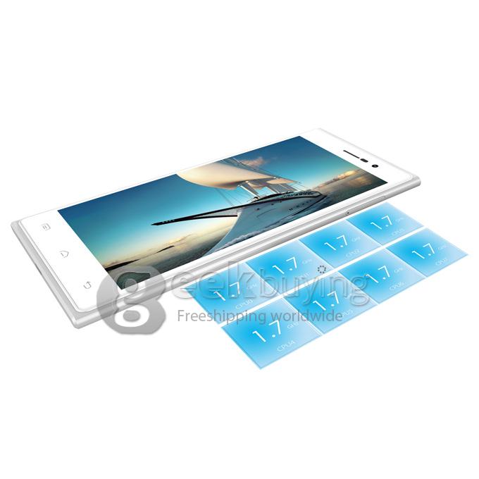 DOOGEE TURBO2 DG900 FHD 5.0Inch MTK6592 Octa Core 1.7GHz Smartphone Android 4.4 OS 2GB RAM 18.0MP Gorilla Glass 3-White with Silver Frame